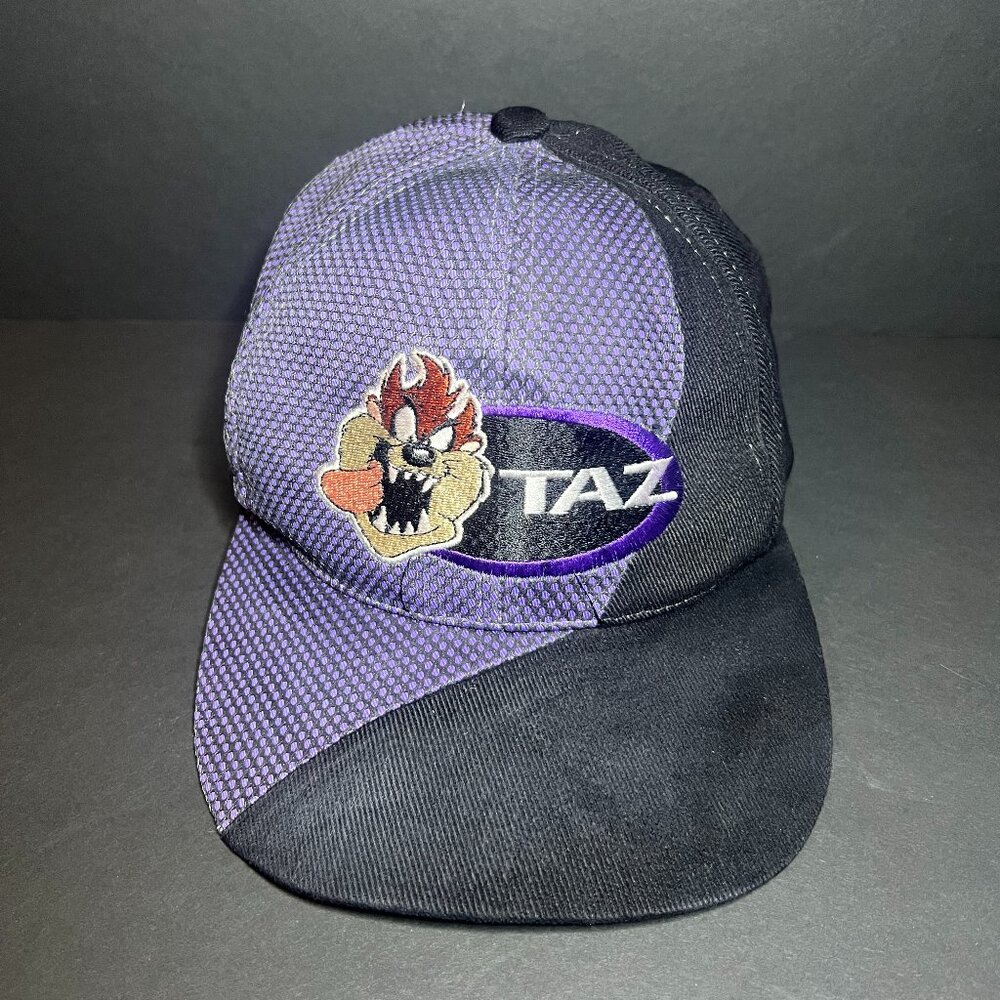 VTG 1990s Rare Collectible Black & Purple Taz Looney Tunes Snapback Baseball Hat